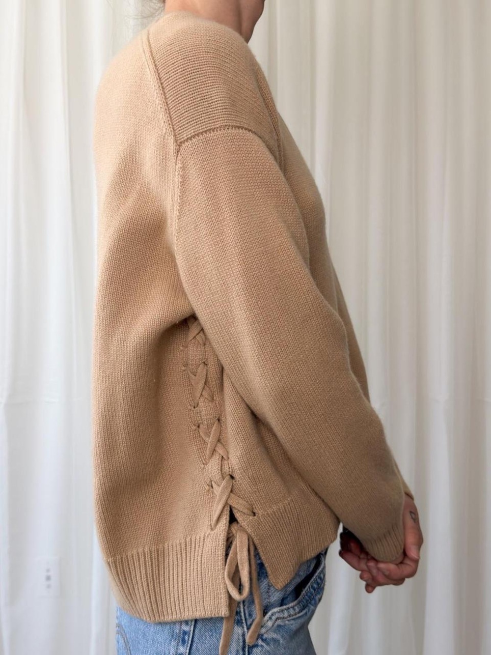 Vince Camel 100% Cashmere Lace-Up Side Sweater Size Small